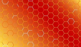 Red blazing honeycomb, grid background from honeycomb. Abstract hot pattern. Vector