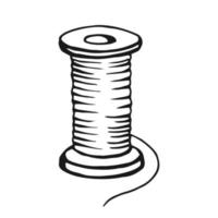 Bobbins with threads for sewing. Hand drawn illustration converted to vector. vector