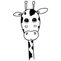 Cute cartoon giraffe face, vector icon