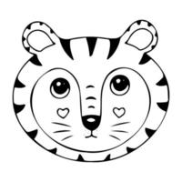 cara de tigre de dibujos animados lindo, icono de vector