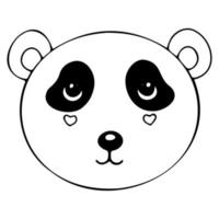 lindo, caricatura, panda, cara, vector, icono vector