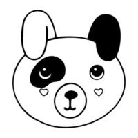 Cute cartoon dog face, vector icon