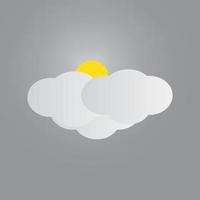 cloudy sunny weather illustration with sun vector