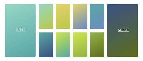 Vibrant and smooth gradient soft blue green colors for devices, pc and modern smartphone screen backgrounds set vector ux and ui design illustration