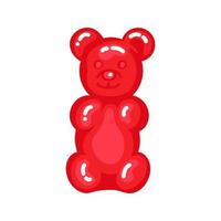 Red gummy bear jelly sweet candy with amazing flavor flat style design vector illustration.