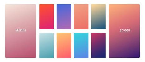 Vibrant and soft pastel gradient smooth color background set for devices, pc and modern smartphone screen soft pastel color backgrounds vector ux and ui design illustration.