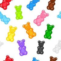 Gummy bear jelly sweet candy seamless pattern with amazing flavor flat style design vector illustration.