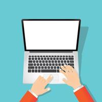 typing on laptop vector