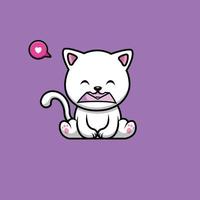 Cute Cat Receive Love Message Cartoon Vector Icon Illustration. Animal Icon Concept Isolated Premium Vector. Flat Cartoon Style