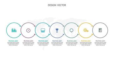 idea de negocio de presentación de plantilla infográfica de línea de tiempo con iconos, opciones o pasos. las infografías para ideas de negocios se pueden usar para gráficos de datos, diagramas de flujo, sitios web, pancartas. vector