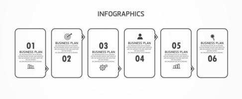 idea de negocio de presentación de plantilla infográfica de línea de tiempo con iconos, opciones o pasos. las infografías para ideas de negocios se pueden usar para gráficos de datos, diagramas de flujo, sitios web, pancartas. vector