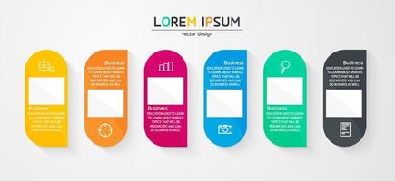 idea de negocio de presentación de plantilla infográfica de línea de tiempo con iconos, opciones o pasos. las infografías para ideas de negocios se pueden usar para gráficos de datos, diagramas de flujo, sitios web, pancartas. vector