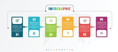 idea de negocio de presentación de plantilla infográfica de línea de tiempo con iconos, opciones o pasos. las infografías para ideas de negocios se pueden usar para gráficos de datos, diagramas de flujo, sitios web, pancartas. vector