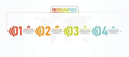 idea de negocio de presentación de plantilla infográfica de línea de tiempo con iconos, opciones o pasos. las infografías para ideas de negocios se pueden usar para gráficos de datos, diagramas de flujo, sitios web, pancartas. vector