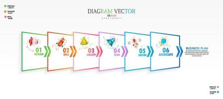 idea de negocio de presentación de plantilla infográfica de línea de tiempo con iconos, opciones o pasos. las infografías para ideas de negocios se pueden usar para gráficos de datos, diagramas de flujo, sitios web, pancartas. vector