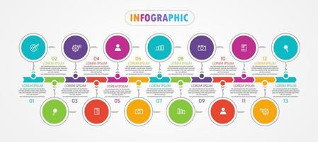 idea de negocio de presentación de plantilla infográfica de línea de tiempo con iconos, opciones o pasos. las infografías para ideas de negocios se pueden usar para gráficos de datos, diagramas de flujo, sitios web, pancartas. vector