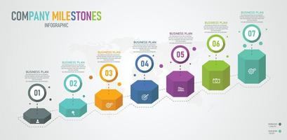 idea de negocio de presentación de plantilla infográfica de línea de tiempo con iconos, opciones o pasos. las infografías para ideas de negocios se pueden usar para gráficos de datos, diagramas de flujo, sitios web, pancartas. vector