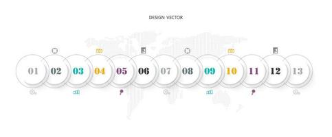 idea de negocio de presentación de plantilla infográfica de línea de tiempo con iconos, opciones o pasos. las infografías para ideas de negocios se pueden usar para gráficos de datos, diagramas de flujo, sitios web, pancartas. vector