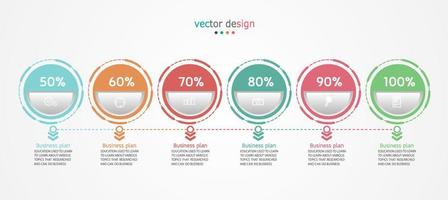 idea de negocio de presentación de plantilla infográfica de línea de tiempo con iconos, opciones o pasos. las infografías para ideas de negocios se pueden usar para gráficos de datos, diagramas de flujo, sitios web, pancartas. vector