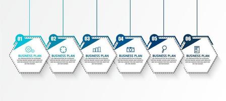 idea de negocio de presentación de plantilla infográfica de línea de tiempo con iconos, opciones o pasos. las infografías para ideas de negocios se pueden usar para gráficos de datos, diagramas de flujo, sitios web, pancartas. vector