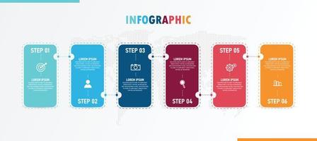 idea de negocio de presentación de plantilla infográfica de línea de tiempo con iconos, opciones o pasos. las infografías para ideas de negocios se pueden usar para gráficos de datos, diagramas de flujo, sitios web, pancartas. vector