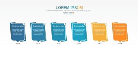 idea de negocio de presentación de plantilla infográfica de línea de tiempo con iconos, opciones o pasos. las infografías para ideas de negocios se pueden usar para gráficos de datos, diagramas de flujo, sitios web, pancartas. vector