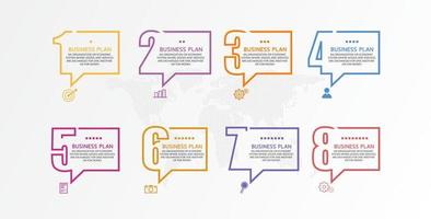 idea de negocio de presentación de plantilla infográfica de línea de tiempo con iconos, opciones o pasos. las infografías para ideas de negocios se pueden usar para gráficos de datos, diagramas de flujo, sitios web, pancartas. vector