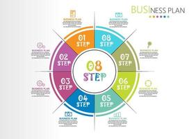 idea de negocio de presentación de plantilla infográfica de línea de tiempo con iconos, opciones o pasos. las infografías para ideas de negocios se pueden usar para gráficos de datos, diagramas de flujo, sitios web, pancartas. vector