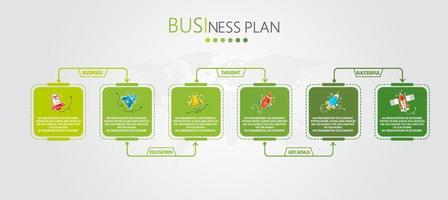 idea de negocio de presentación de plantilla infográfica de línea de tiempo con iconos, opciones o pasos. las infografías para ideas de negocios se pueden usar para gráficos de datos, diagramas de flujo, sitios web, pancartas. vector