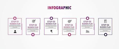 idea de negocio de presentación de plantilla infográfica de línea de tiempo con iconos, opciones o pasos. las infografías para ideas de negocios se pueden usar para gráficos de datos, diagramas de flujo, sitios web, pancartas. vector