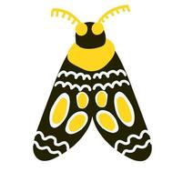 Doodle moth with ornament on wings isolated on white vector