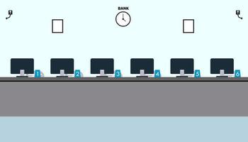 oficina de negocios de aprendizaje y enseñanza para trabajar en interiores modernos, gabinete de oficina con ilustración de vector de color de computadora en diseño de vector de estilo de dibujos animados planos