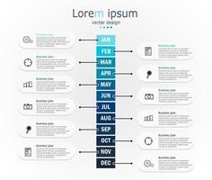 idea de negocio de presentación de plantilla infográfica de línea de tiempo con iconos, opciones o pasos. las infografías para ideas de negocios se pueden usar para gráficos de datos, diagramas de flujo, sitios web, pancartas. vector