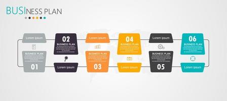 idea de negocio de presentación de plantilla infográfica de línea de tiempo con iconos, opciones o pasos. las infografías para ideas de negocios se pueden usar para gráficos de datos, diagramas de flujo, sitios web, pancartas. vector