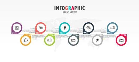 idea de negocio de presentación de plantilla infográfica de línea de tiempo con iconos, opciones o pasos. las infografías para ideas de negocios se pueden usar para gráficos de datos, diagramas de flujo, sitios web, pancartas. vector