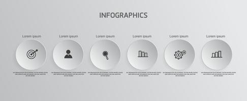 idea de negocio de presentación de plantilla infográfica de línea de tiempo con iconos, opciones o pasos. las infografías para ideas de negocios se pueden usar para gráficos de datos, diagramas de flujo, sitios web, pancartas. vector