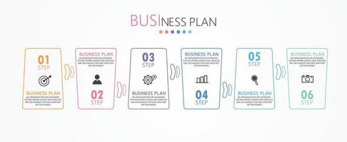 idea de negocio de presentación de plantilla infográfica de línea de tiempo con iconos, opciones o pasos. las infografías para ideas de negocios se pueden usar para gráficos de datos, diagramas de flujo, sitios web, pancartas. vector