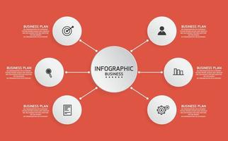 idea de negocio de presentación de plantilla infográfica de línea de tiempo con iconos, opciones o pasos. las infografías para ideas de negocios se pueden usar para gráficos de datos, diagramas de flujo, sitios web, pancartas. vector