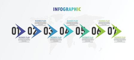 idea de negocio de presentación de plantilla infográfica de línea de tiempo con iconos, opciones o pasos. las infografías para ideas de negocios se pueden usar para gráficos de datos, diagramas de flujo, sitios web, pancartas. vector