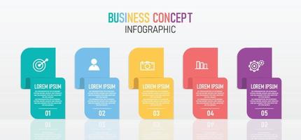 idea de negocio de presentación de plantilla infográfica de línea de tiempo con iconos, opciones o pasos. las infografías para ideas de negocios se pueden usar para gráficos de datos, diagramas de flujo, sitios web, pancartas. vector