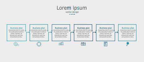 idea de negocio de presentación de plantilla infográfica de línea de tiempo con iconos, opciones o pasos. las infografías para ideas de negocios se pueden usar para gráficos de datos, diagramas de flujo, sitios web, pancartas. vector