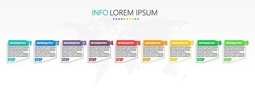 idea de negocio de presentación de plantilla infográfica de línea de tiempo con iconos, opciones o pasos. las infografías para ideas de negocios se pueden usar para gráficos de datos, diagramas de flujo, sitios web, pancartas. vector