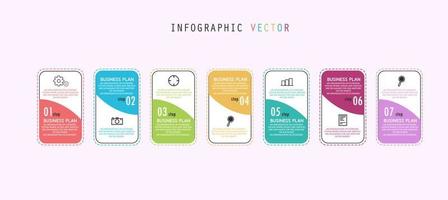 idea de negocio de presentación de plantilla infográfica de línea de tiempo con iconos, opciones o pasos. las infografías para ideas de negocios se pueden usar para gráficos de datos, diagramas de flujo, sitios web, pancartas. vector