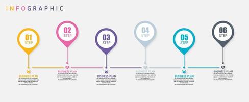 idea de negocio de presentación de plantilla infográfica de línea de tiempo con iconos, opciones o pasos. las infografías para ideas de negocios se pueden usar para gráficos de datos, diagramas de flujo, sitios web, pancartas. vector