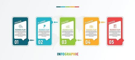 idea de negocio de presentación de plantilla infográfica de línea de tiempo con iconos, opciones o pasos. las infografías para ideas de negocios se pueden usar para gráficos de datos, diagramas de flujo, sitios web, pancartas. vector