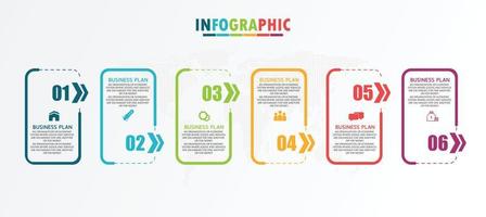 idea de negocio de presentación de plantilla infográfica de línea de tiempo con iconos, opciones o pasos. las infografías para ideas de negocios se pueden usar para gráficos de datos, diagramas de flujo, sitios web, pancartas. vector