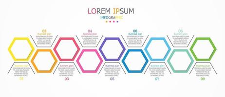 idea de negocio de presentación de plantilla infográfica de línea de tiempo con iconos, opciones o pasos. las infografías para ideas de negocios se pueden usar para gráficos de datos, diagramas de flujo, sitios web, pancartas. vector