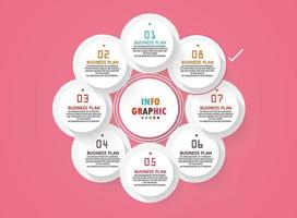 idea de negocio de presentación de plantilla infográfica de línea de tiempo con iconos, opciones o pasos. las infografías para ideas de negocios se pueden usar para gráficos de datos, diagramas de flujo, sitios web, pancartas. vector