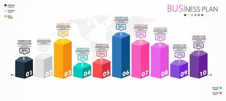 idea de negocio de presentación de plantilla infográfica de línea de tiempo con iconos, opciones o pasos. las infografías para ideas de negocios se pueden usar para gráficos de datos, diagramas de flujo, sitios web, pancartas. vector