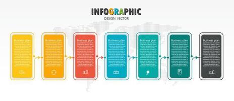 idea de negocio de presentación de plantilla infográfica de línea de tiempo con iconos, opciones o pasos. las infografías para ideas de negocios se pueden usar para gráficos de datos, diagramas de flujo, sitios web, pancartas. vector